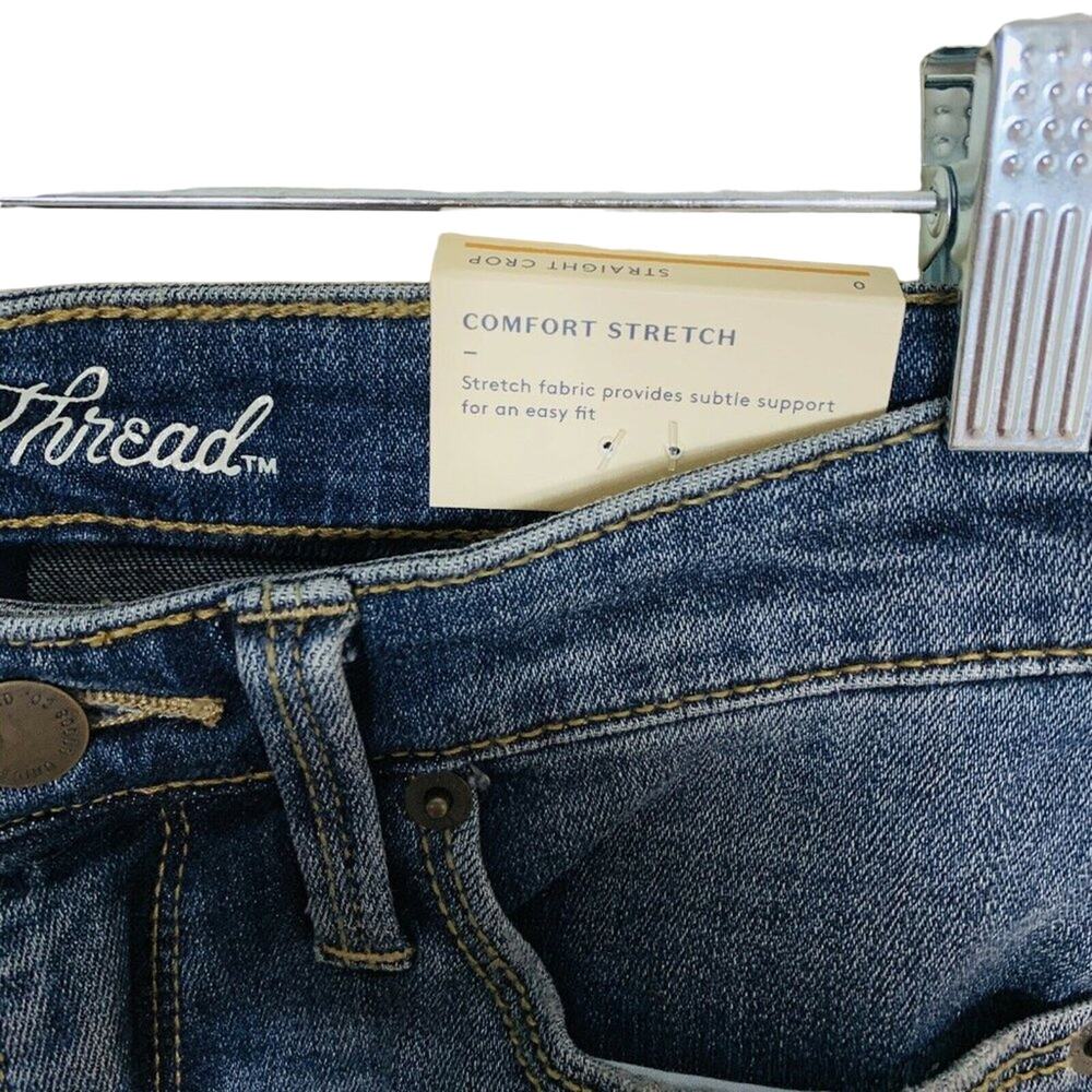 Universal Thread Straight Crop Jeans Distressed Women's Size 0 - Picture 4 of 6